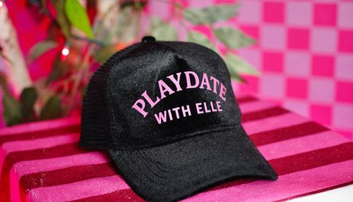 The Classic Velvet Trucker Hat (Black & Pink PLAYDATE With Elle)