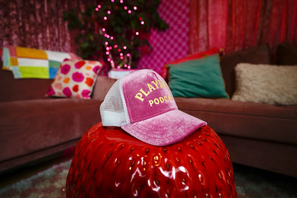 The Classic Velvet Trucker Hat (Pink & Yellow PLAYDATE PODCAST)