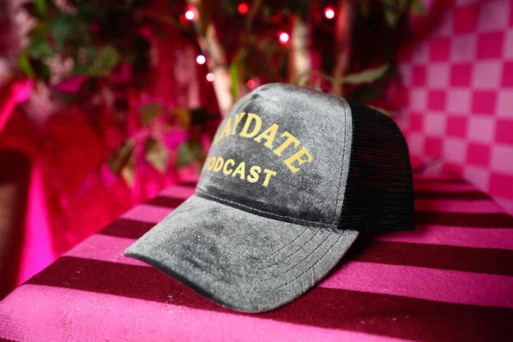 The Classic Velvet Trucker Hat (Grey & Yellow PLAYDATE PODCAST)