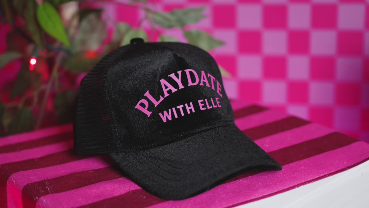 The Classic Velvet Trucker Hat (Black & Pink PLAYDATE With Elle)