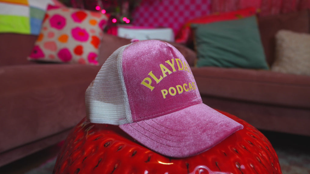 The Classic Velvet Trucker Hat (Pink & Yellow PLAYDATE PODCAST)
