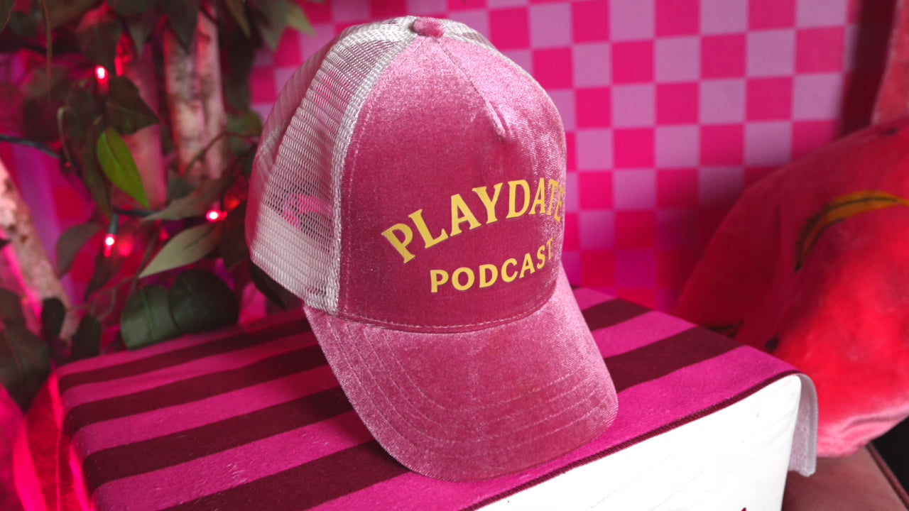 The Classic Velvet Trucker Hat (Pink & Yellow PLAYDATE PODCAST)